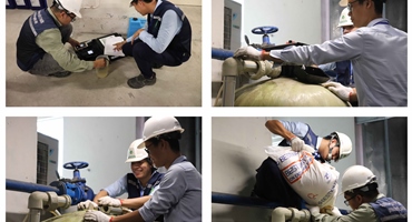 Nhân viên Green thi công tại Mandarin Garden 2